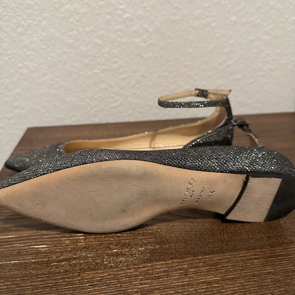 Jimmy Choo Metallic Glitter Ankle Strap Flats - Picture 3 of 3